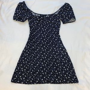 Sweetheart Short Sleeve Floral Printed Mini Dress